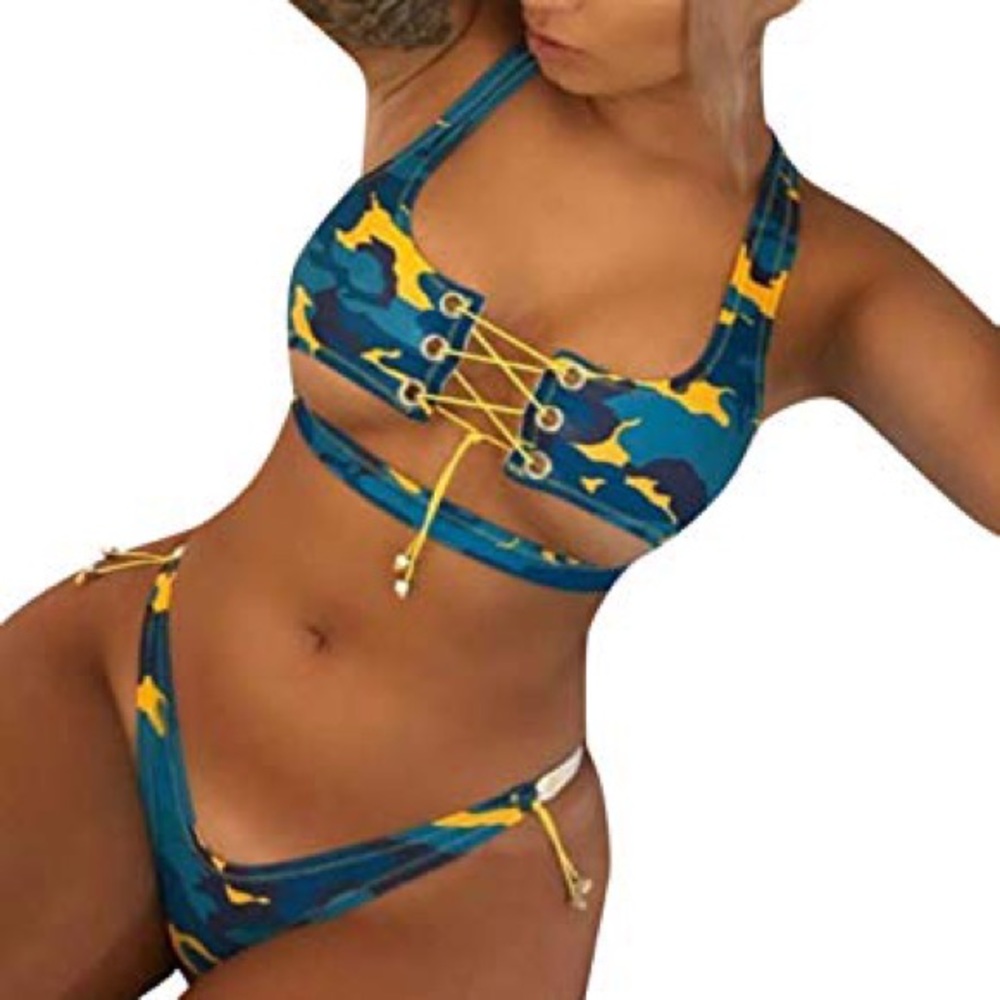 Blue camo bikini